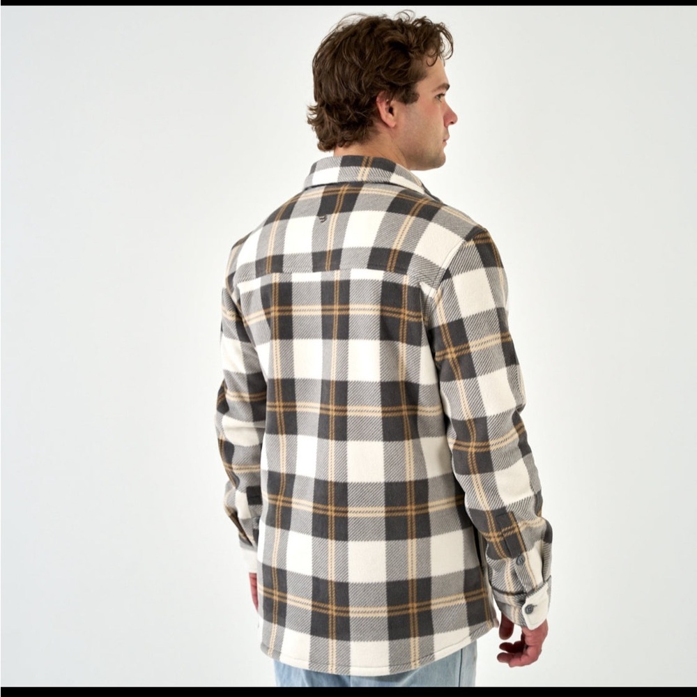 BURLEBO Shacket Coyote Plaid Button Down Shirt - Picture 2 of 7